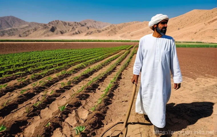 유기농업 실무와 이론 차이 - **Prompt 1: The Resilient Farmer and the Arid Earth**
"A wide-angle shot captures a dedicated Ar...
