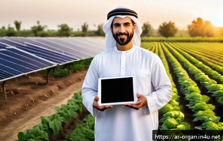 유기농업 연봉 협상과 커리어 관리 - A professional Middle Eastern male agronomist in traditional light clothing standing confidently in ...